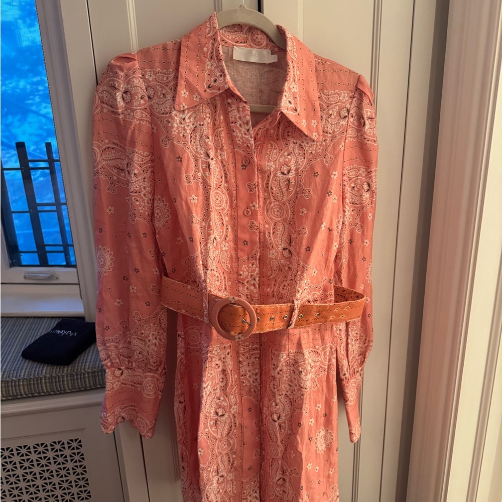 Western Zimmerman pink belted mini dress